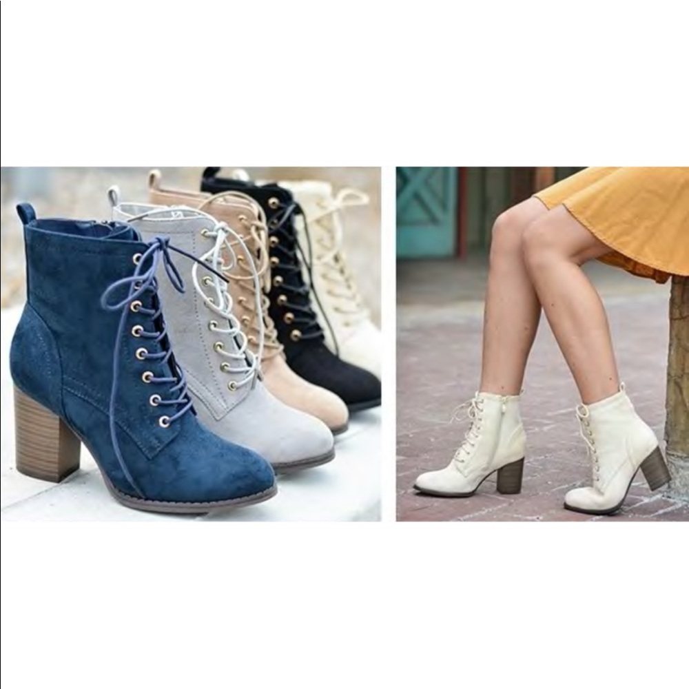 NWOT BAYLOR BOOTIES! Faux Navy Combat Boots